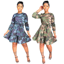 Load image into Gallery viewer, Camo Tied Ruffle Dress
