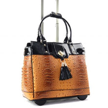 Load image into Gallery viewer, Faux Croc Rolling Luggage Set
