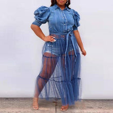 Load image into Gallery viewer, Denim Puff Sleeve Top w/ Tulle Skirt
