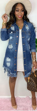 Load image into Gallery viewer, Distressed Fringe Jean Jacket
