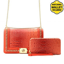 Load image into Gallery viewer, Faux Croc Leather Handbag with Wallet

