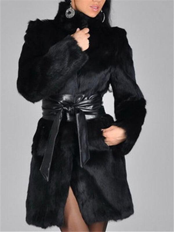Faux Fur Coat With Belt
