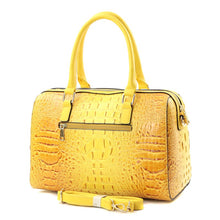 Load image into Gallery viewer, Faux Leather Croc Striped Bumblebee Handbag + Wallet
