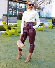 Load image into Gallery viewer, Wine and Dine Belted Faux-Leather Pants
