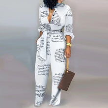 Load image into Gallery viewer, Letter Print Casual Knotted Jumpsuit

