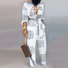 Load image into Gallery viewer, Letter Print Casual Knotted Jumpsuit
