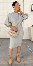 Load image into Gallery viewer, Plain Lantern Sleeve Sweatshirt Dress
