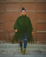 Load image into Gallery viewer, Suede Leather Fringe Brown Shawl Coat
