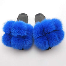 Load image into Gallery viewer, Pom Pom Plain Furry Slides
