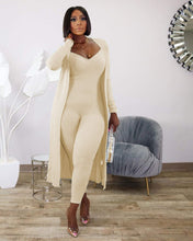 Load image into Gallery viewer, Solid Color Long Sleeve Jumpsuit &amp; Cardigan
