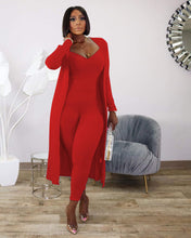 Load image into Gallery viewer, Solid Color Long Sleeve Jumpsuit &amp; Cardigan
