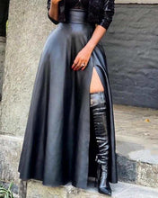 Load image into Gallery viewer, Slit Faux-Leather Skirt
