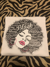 Load image into Gallery viewer, Black Confident Afro Woman with Rhinestone Tee

